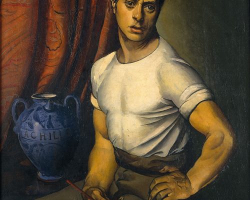 Achille Funi, Autoritratto con brocca blu, 1920. Collezione privata