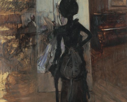 Giovanni Boldini, Donna in nero che guarda il “Pastello della signora Emiliana Concha de Ossa”, c. 1888